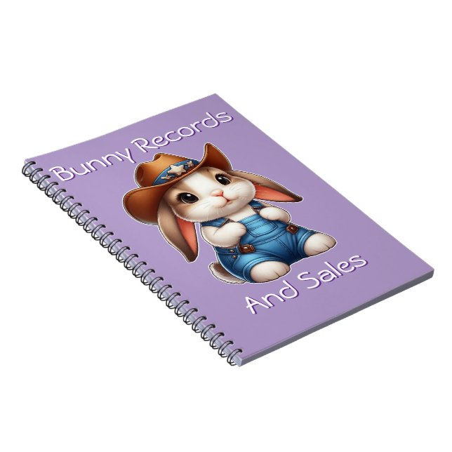 Bunny in Cowboy Outfit with Hat and Overalls Notebook (Right Side)