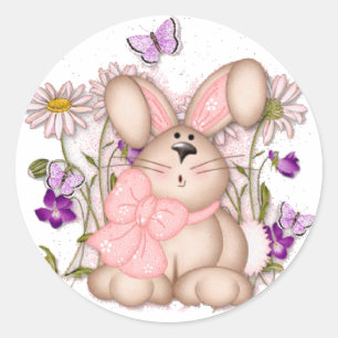 Bunny In Fields: Happy Easter Sticker