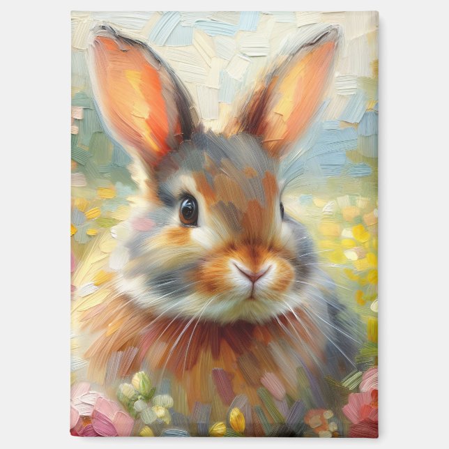 Bunny in Floral Field  Magnet (Front)