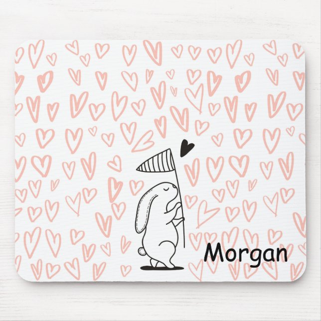 Bunny In Love | Monogram Mousepad (Front)