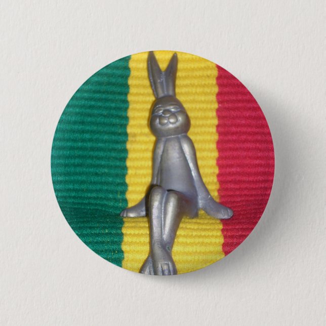 Bunny in Rasta Colours: A Touch of Groovy 2 Inch Round Button (Front)