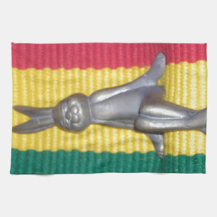 Bunny in Rasta Colours: A Touch of Groovy Art Prin Kitchen Towel