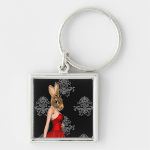 Bunny in red dress keychain