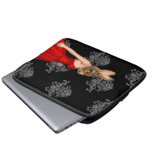 Bunny in red dress laptop sleeve