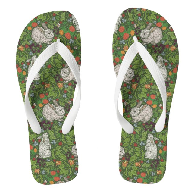 Bunny in the Briar Patch Chintz Flip Flops (Footbed)