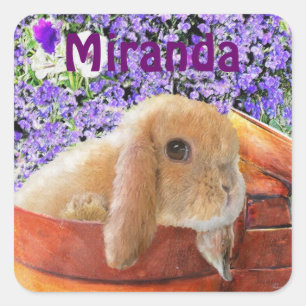 bunny in the flowerpots personalizable sticker