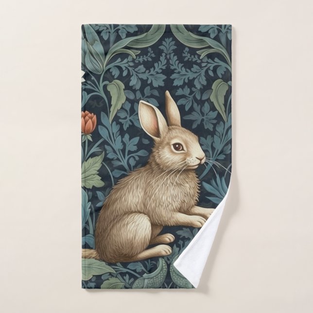 Bunny in the forest art nouveau hand towel (Hand Towel)