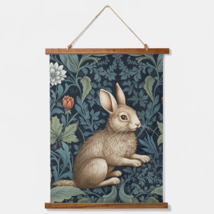 Bunny in the forest art nouveau hanging tapestry