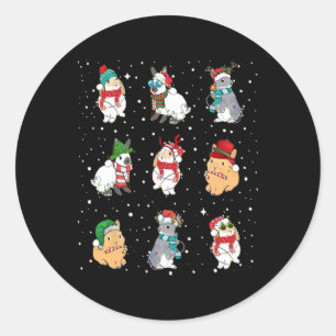 Bunny In Xmas Lights Funny Rabbit Lover Christmas Classic Round Sticker