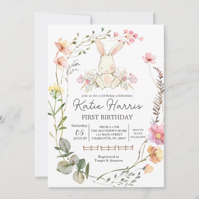 Bunny Invitation d'anniversaire, Certains lapins e (Devant)