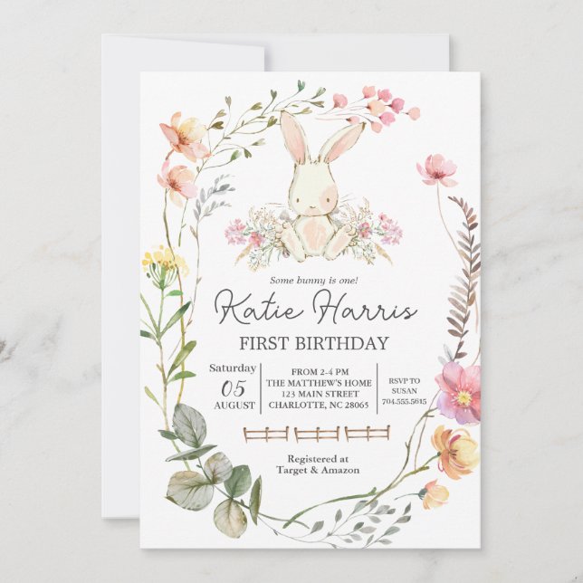 Bunny Invitation d'anniversaire, Certains lapins e (Devant)