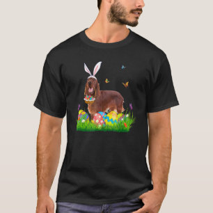 Bunny Irish Setter With Egg Basket Easter Hunting  T-Shirt