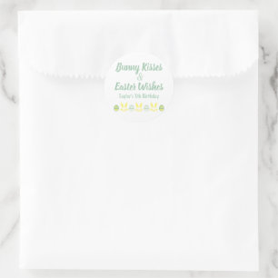 Bunny Kisses & Easter Wishes Birthday Classic Round Sticker