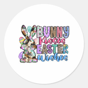 Bunny Kisses Easter Wishes Classic Round Sticker