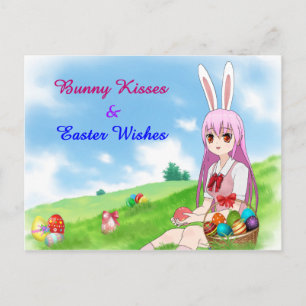 Bunny Kisses & Easter Wishes (Customizable) Holiday Postcard