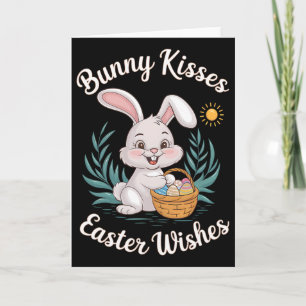 Bunny Kisses Easter Wishes Cute Easter Bunny Eggs  Card