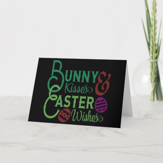 **BUNNY KISSES** & **EASTER WISHES** HOLIDAY CARD (Front)