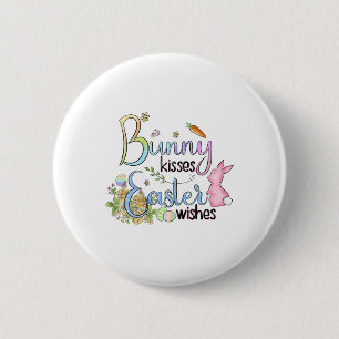 Bunny Kisses Easter Wishes Tee Gift 2 Inch Round Button