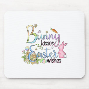 Bunny Kisses Easter Wishes Tee Gift Mouse Pad