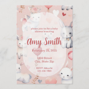 Bunny & Lamb Baby Shower Invitation – Watercolor
