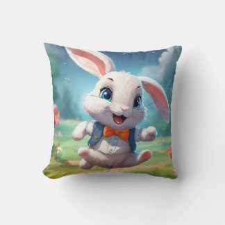 Bunny Leapfrog Fun Throw Pillow