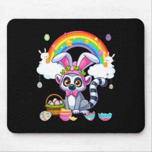 Bunny Lemur Easter Hunting Eggs Basket Colourful R Mouse Pad