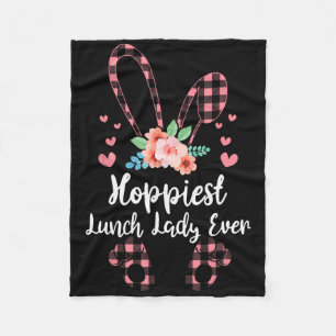Bunny Leopard Hoppiest Lunch Lady Ever Easter Day  Fleece Blanket