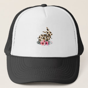 Bunny Leopard Print Floral Cute Easter Girls Women Trucker Hat