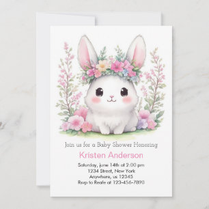 Bunny Love Baby Girl Shower Invitation