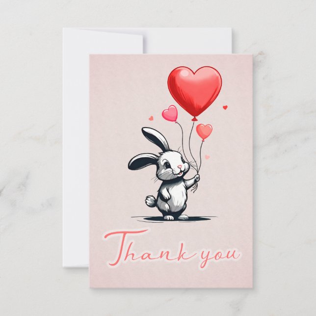 Bunny Love Ballons Carte de remerciements (Devant)