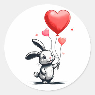 Bunny Love Balloons  Classic Round Sticker