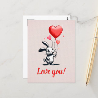 Bunny Love Balloons Postcard