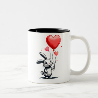 Bunny Love Balloons Two-Tone Coffee Mug