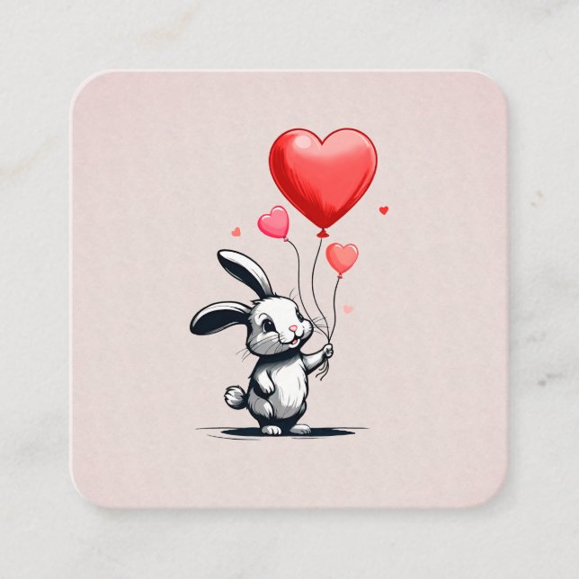 Bunny Love Balloons Valentine's card (Front)