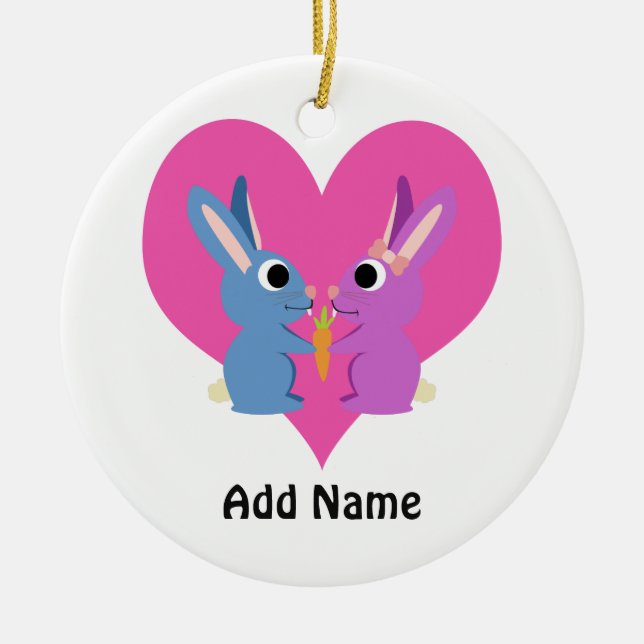 Bunny Love Ceramic Ornament (Front)