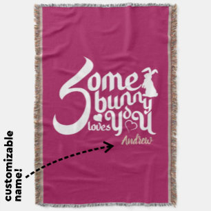 Bunny Love Magenta Throw Blanket