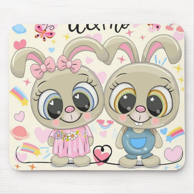 Bunny Love Mouse Pad (Front)