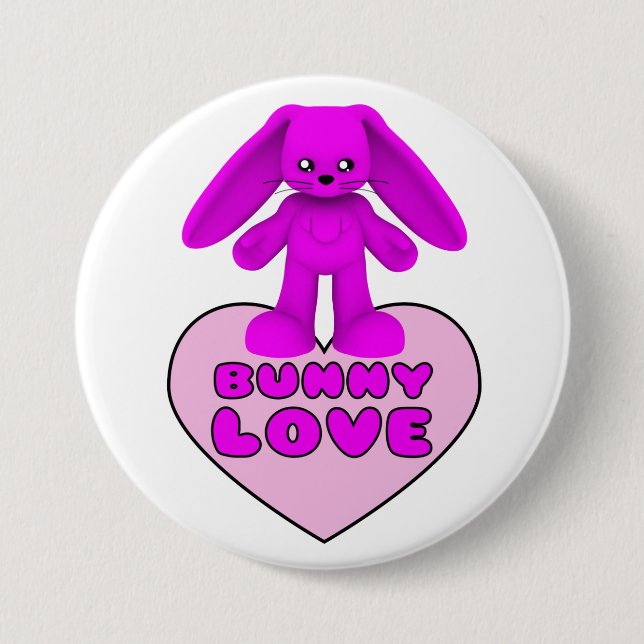 Bunny Love Pink Rabbit Cute 3 Inch Round Button (Front)