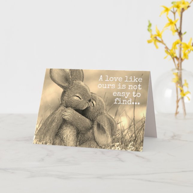 Bunny Love Romantic Card for Loved One (Yellow Flower)