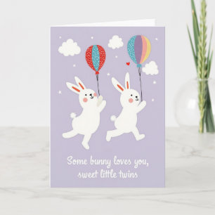 Bunny Love Twins Newborn Card