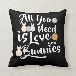 bunny Lover , All You Need Is Love & Bunnies Throw Pillow