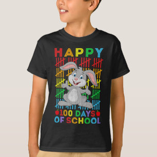 Bunny Lovers Teacher Student Happy 100 Days Of Sch T-Shirt