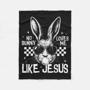 Bunny Loves Like Jesus Funny for Kids Women Men Fleece Blanket