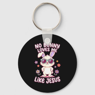 Bunny loves me like jesus easter christian bible keychain