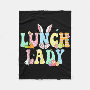 Bunny Lunch Lady Funny Egg Easter Day Floral  Fleece Blanket
