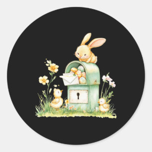 Bunny Mailbox Delivering With Eggs  Classic Round Sticker