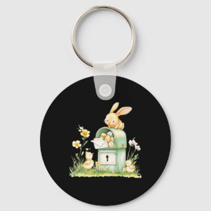 Bunny Mailbox Delivering With Eggs Keychain
