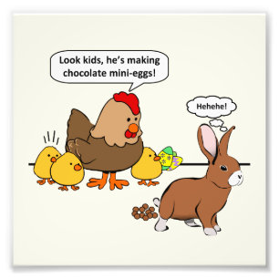 Bunny makes chocolate poop funny cartoon photo print