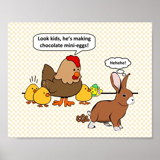 Bunny makes chocolate poop funny poster (Front)
