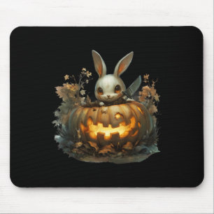 Bunny Mayhem Creepy Halloween Bunny Pumpkin Mouse Pad